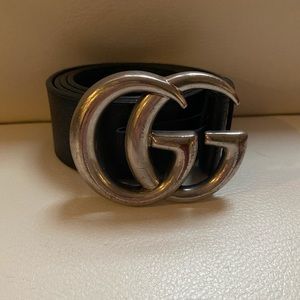 GG Marmont Silver Black Gucci Belt
